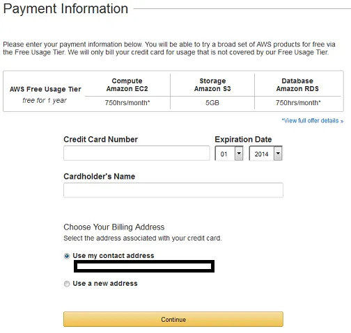 aws payment filling step