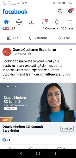 in-app ad example facebook