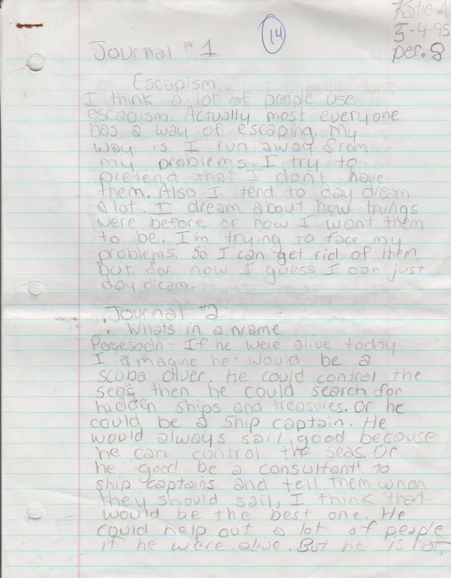 1995-05-04 - Thursday - 7 journal entries, period 8, Katie Arnold in May-1.png