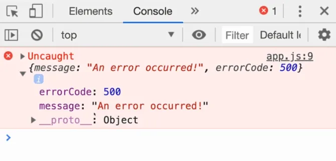 Throwing an error in the browser console