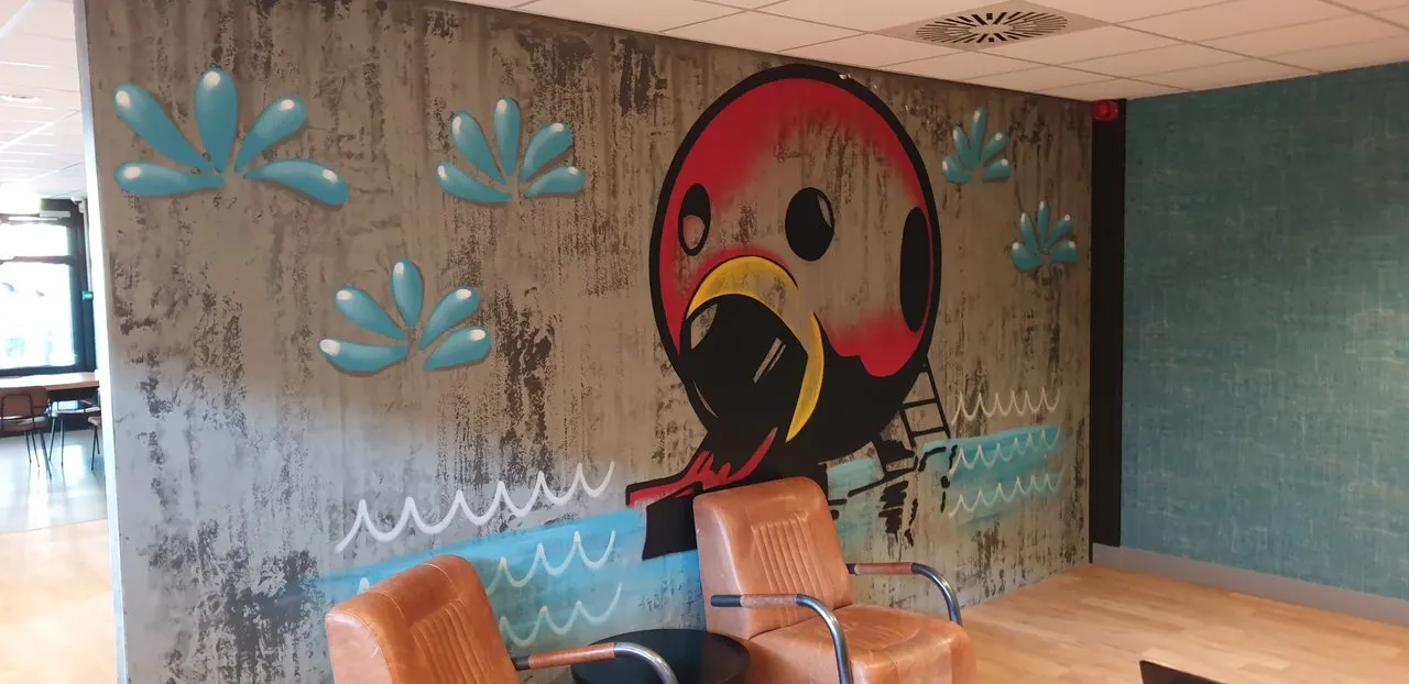 Mural done in the restaurant of the Pool