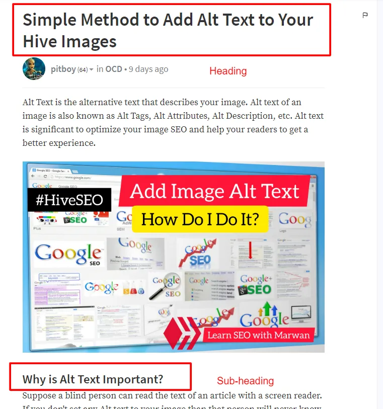 use subheadings