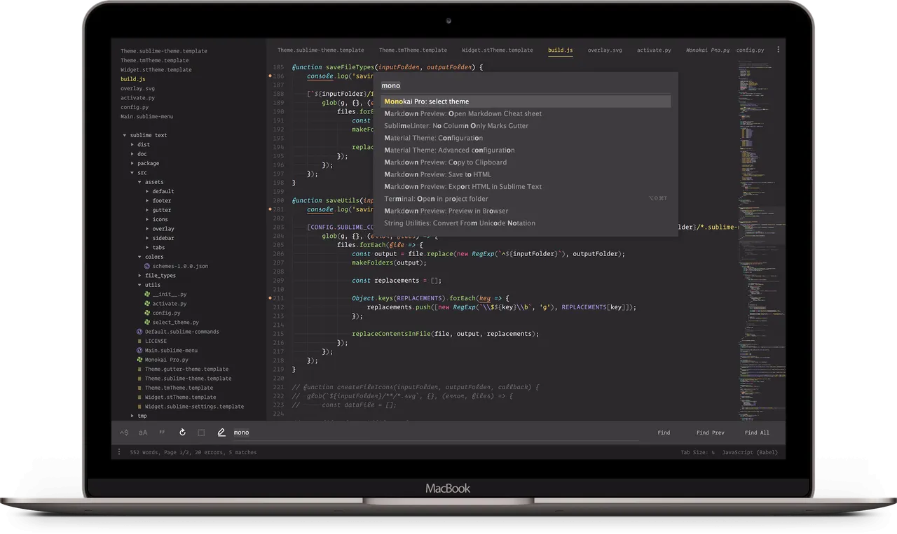 Monokai Pro coding environment