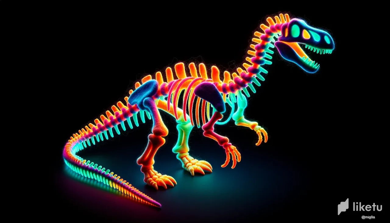 clnrtnrhj06526usz4wvz3eco_DALLE_2023-10-15_13.17.07_-_3D_rendering_of_a_skeletal_Mamenchisaurus_crafted_from_felt_in_vibrant_phosphorescent_and_electric_colors_positioned_against_a_deep_black_backdrop._T.webp