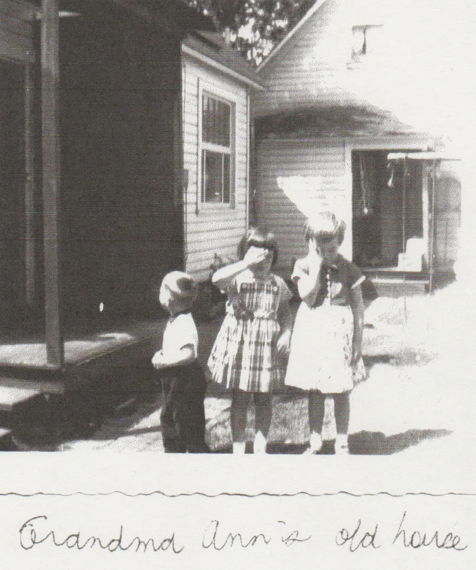 1957 maybe - Brian, Karen, Marilyn Morehead - Ann's Old House at NE 42nd, Seattle.jpg