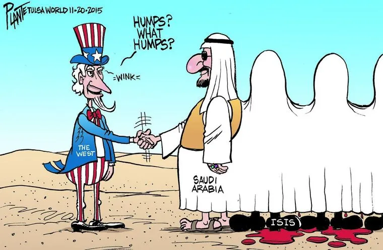 USA shaking hands with SA with IS under his clothes