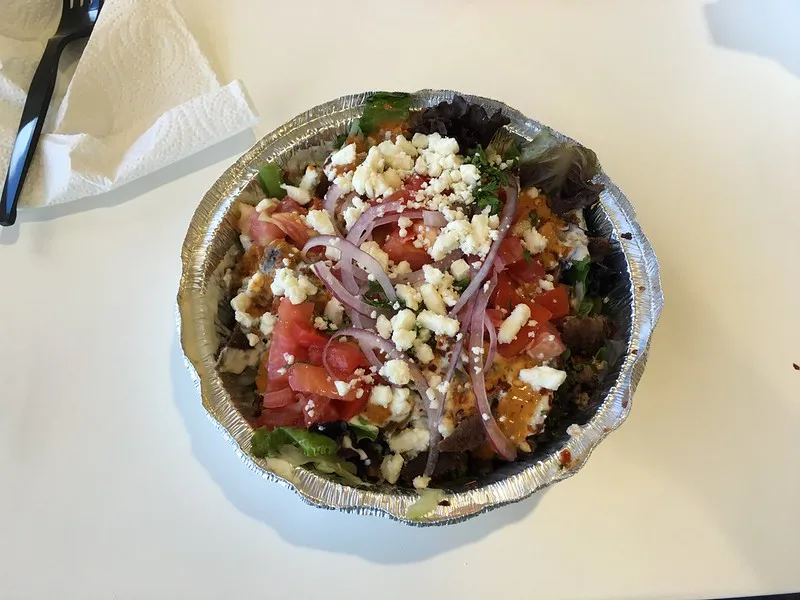 Beef Lamb Kebab With Feta Cheese In Bowl