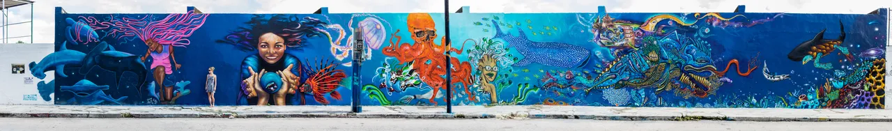 Cozumel Mexico Street Art Mural Panorama