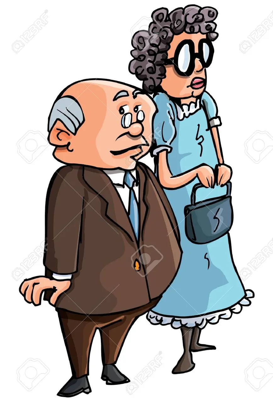 9468908-Caricatura-de-la-pareja-de-ancianos-Aislados-en-blanco-Foto-de-archivo.jpg