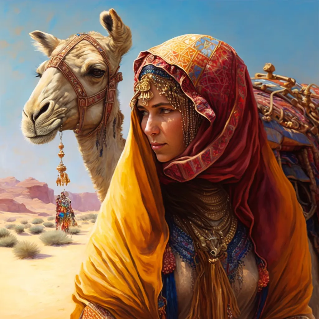 mamrita_queen_of_the_desert_leading_a_camel_bright_colors_cinem_4470a6da-e030-4274-b089-945f0ee9c928.png
