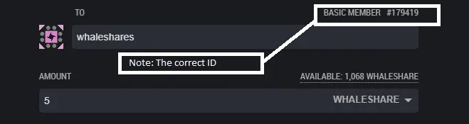 Correct Whaleshares Account
