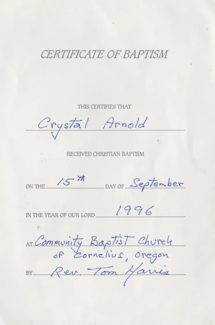 1996-09-15 - Sunday - 12:00 PM PST CCBC - Crystal Arnold's Baptism - probably at or before noon-2.png