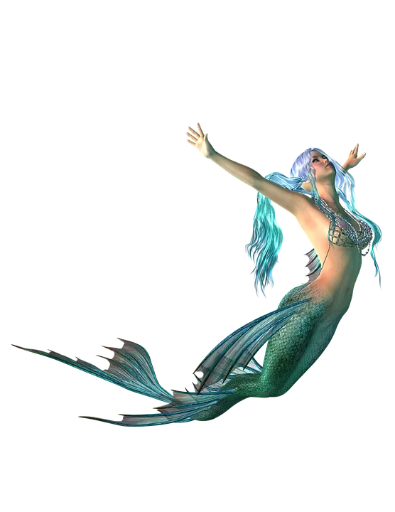 Sirena, Fondo Transparente, Fantasía, Azul, Mito, Nadar