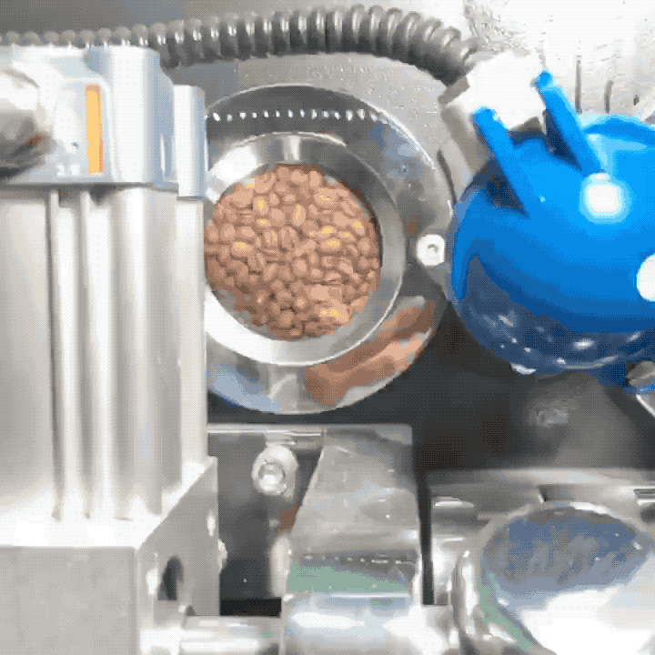 The coffee beans in the drum go round and round