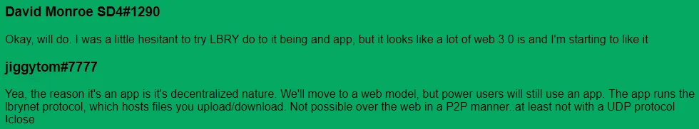 conversation with LBRY admin