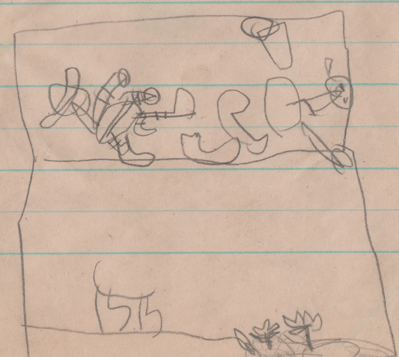 1993 maybe - Pencil Art - Turtle kicking a bad guy - Comic Strip.jpg
