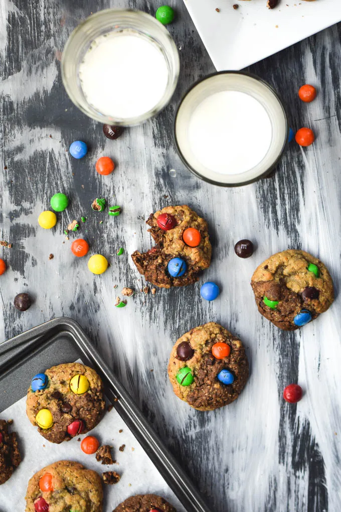 Peanut Butter M&M Jekyll & Hyde Monster Cookies for Halloween (5).jpg