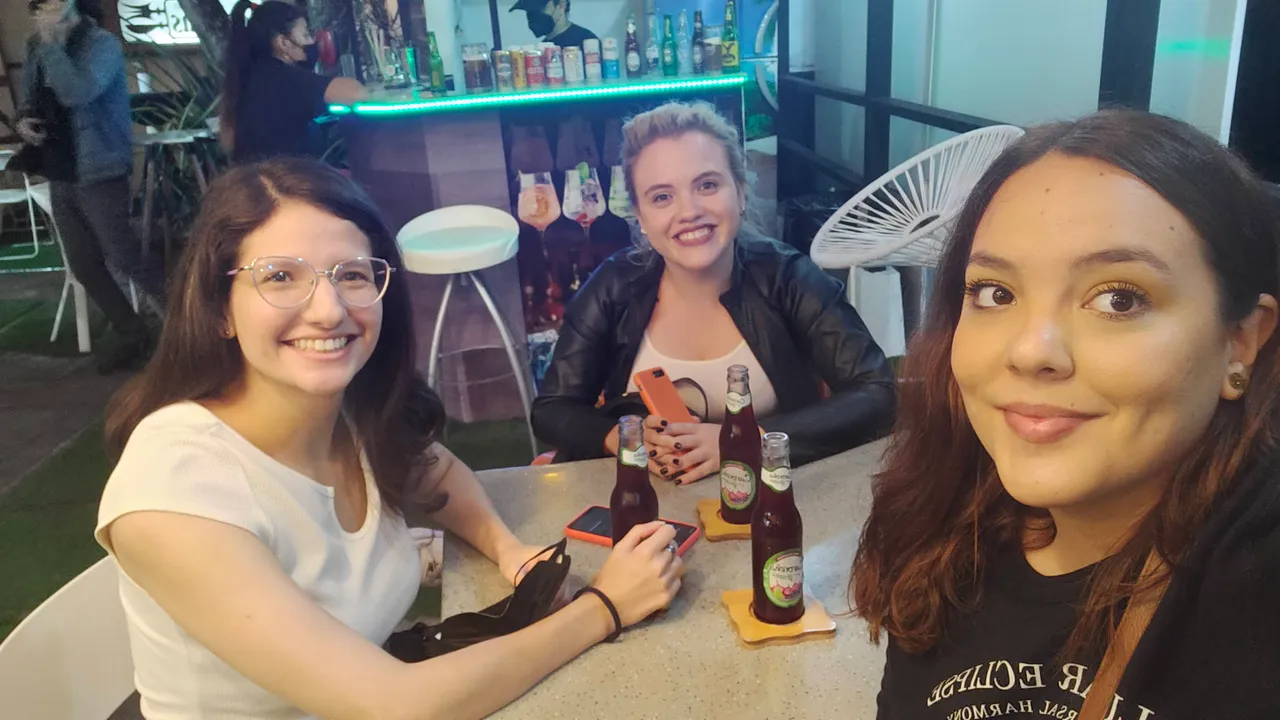 Enjoying a sangria with my besties