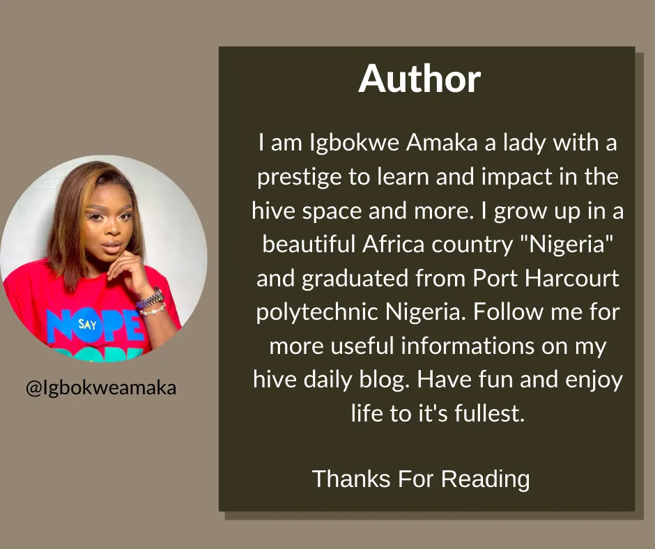 I am Igbokwe Amaka an Igbo lady with a prestige to learn and impact in the hive space and more. I grow up in a beautiful Africa country Nigeria and graduated from Port Harcourt polytechnic Nigeria.png