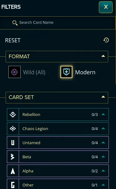 It's easy to filter for only Modern cards