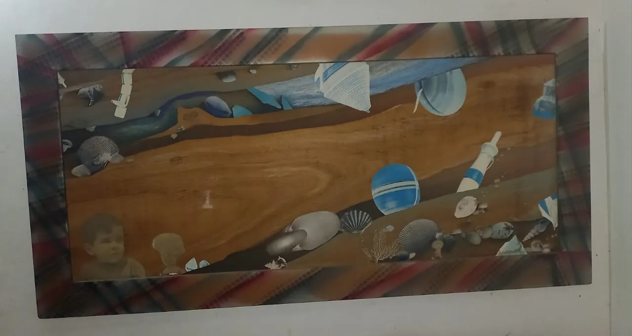Morrocoy - collage sobre madera contraenchapada. Participó en el Salón La Nueva Naturaleza del Museo de Barquisimeto, cono parte de mi proyecto Paisajes Marinos.jpeg