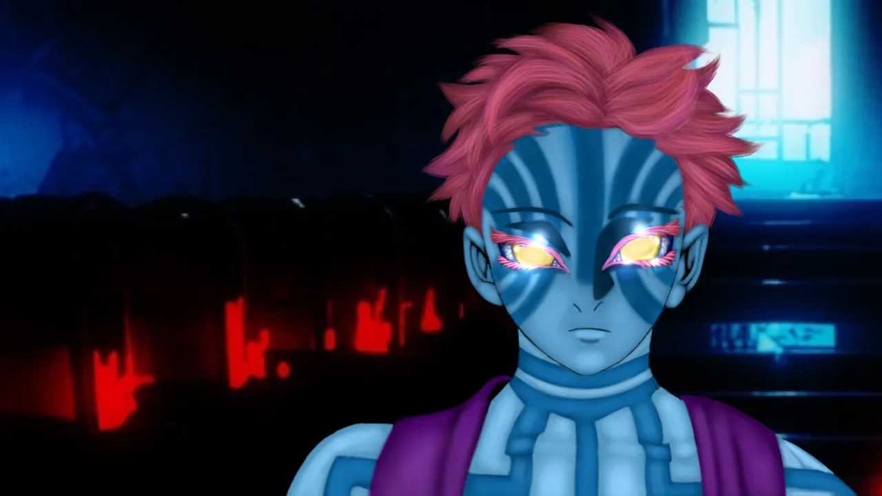 Catsurrealworld fanart jjk demon slayer crossover akaza with background.png