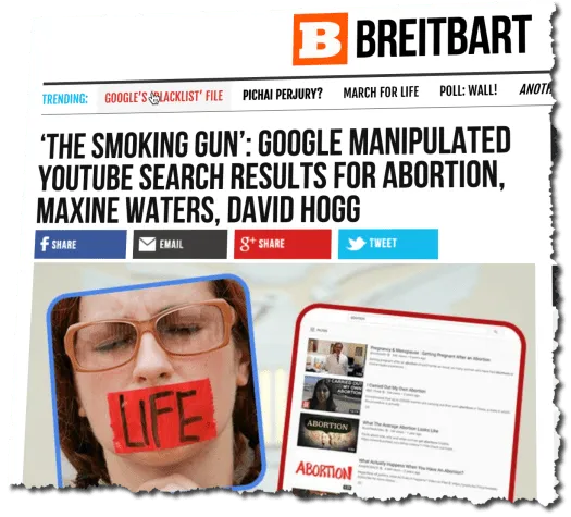 Breitbart screenshot google smoking gun article