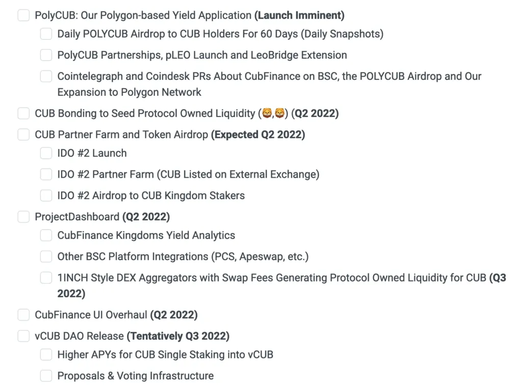 cub-finance-roadmap