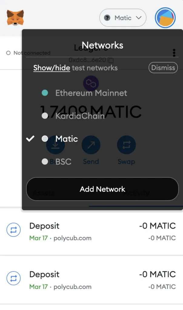 metamask add network