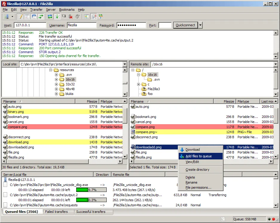 FileZilla Main Window