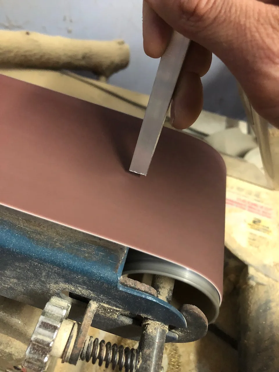 Sanding an aluminium flat bar