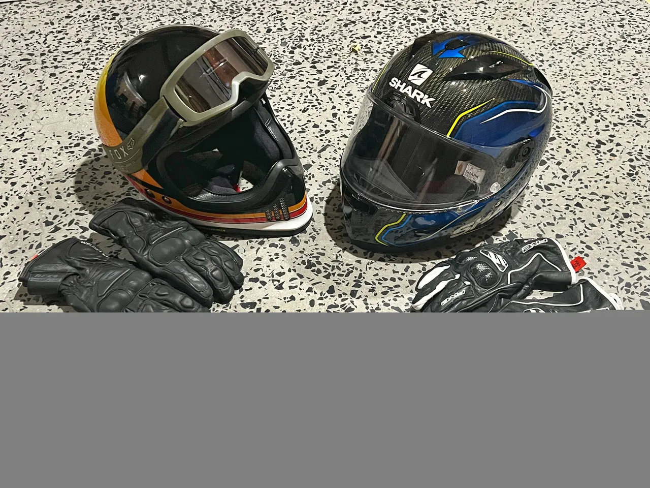 Shoei Ex-Zero Equation Tc-10 and Shark Race-R Pro Carbon Guintoli