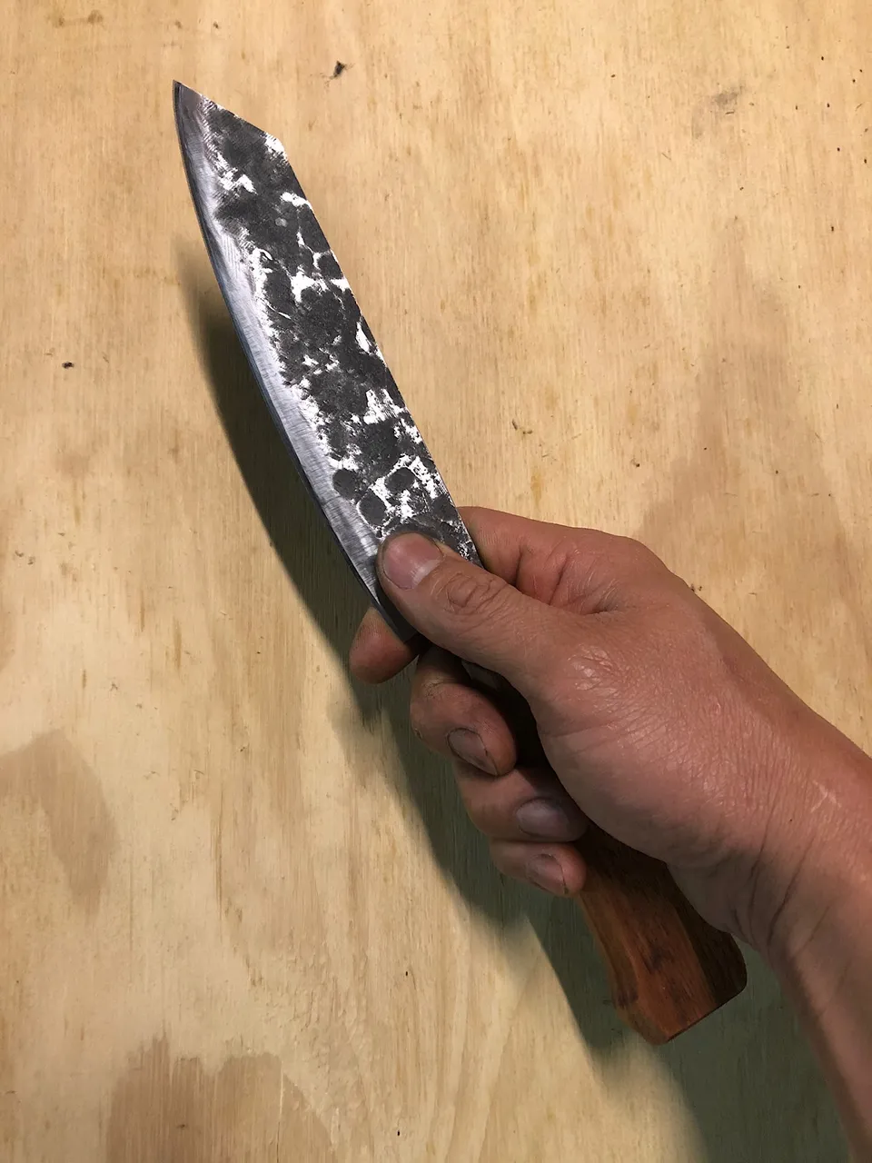 Holding my DIY chef's knife