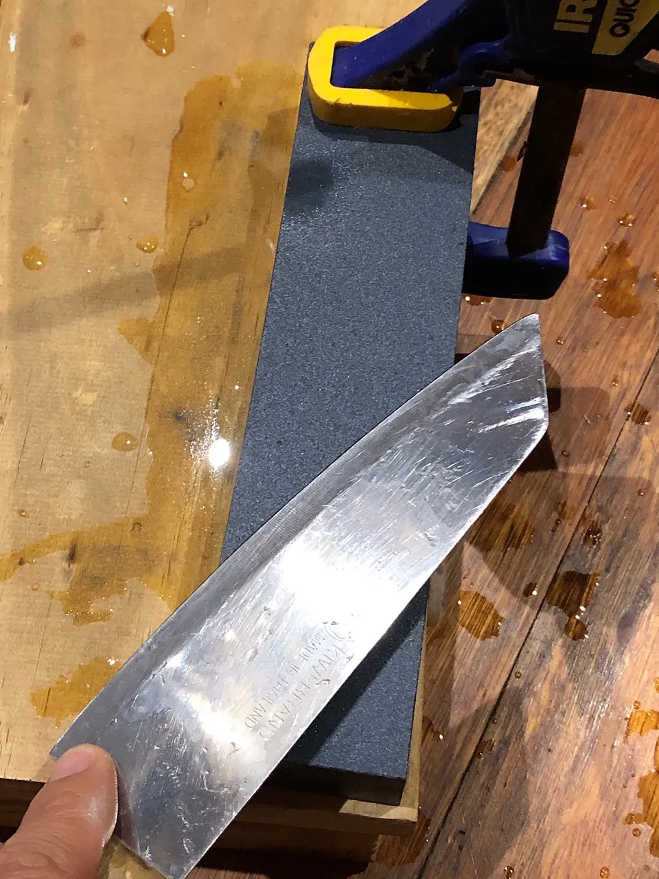 Fine side of a sharpening stone