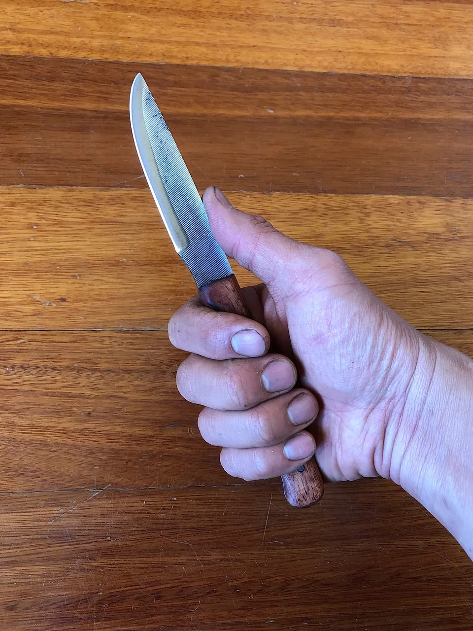 Holding my homemade knife