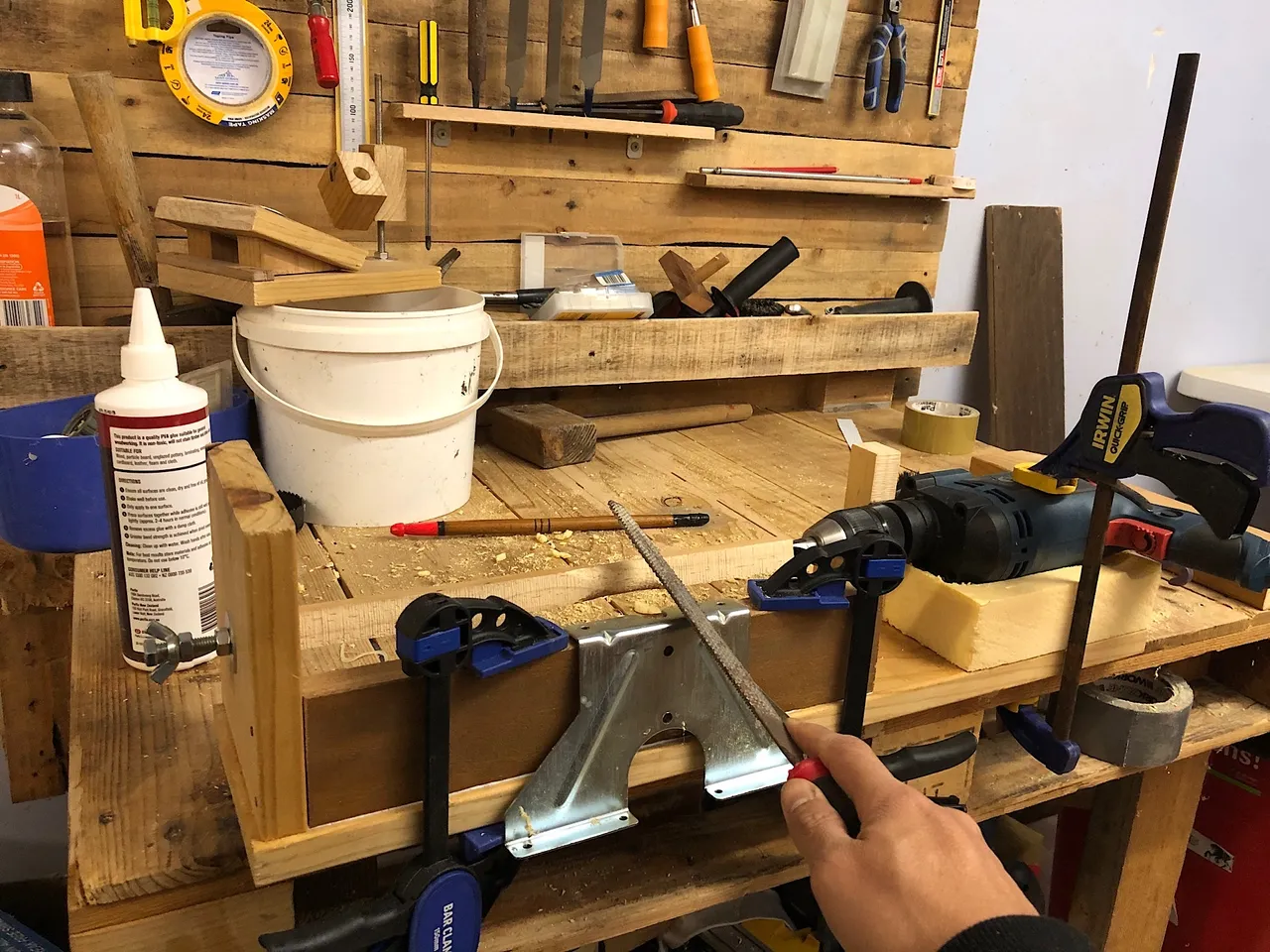 Homemade drill-powered lathe