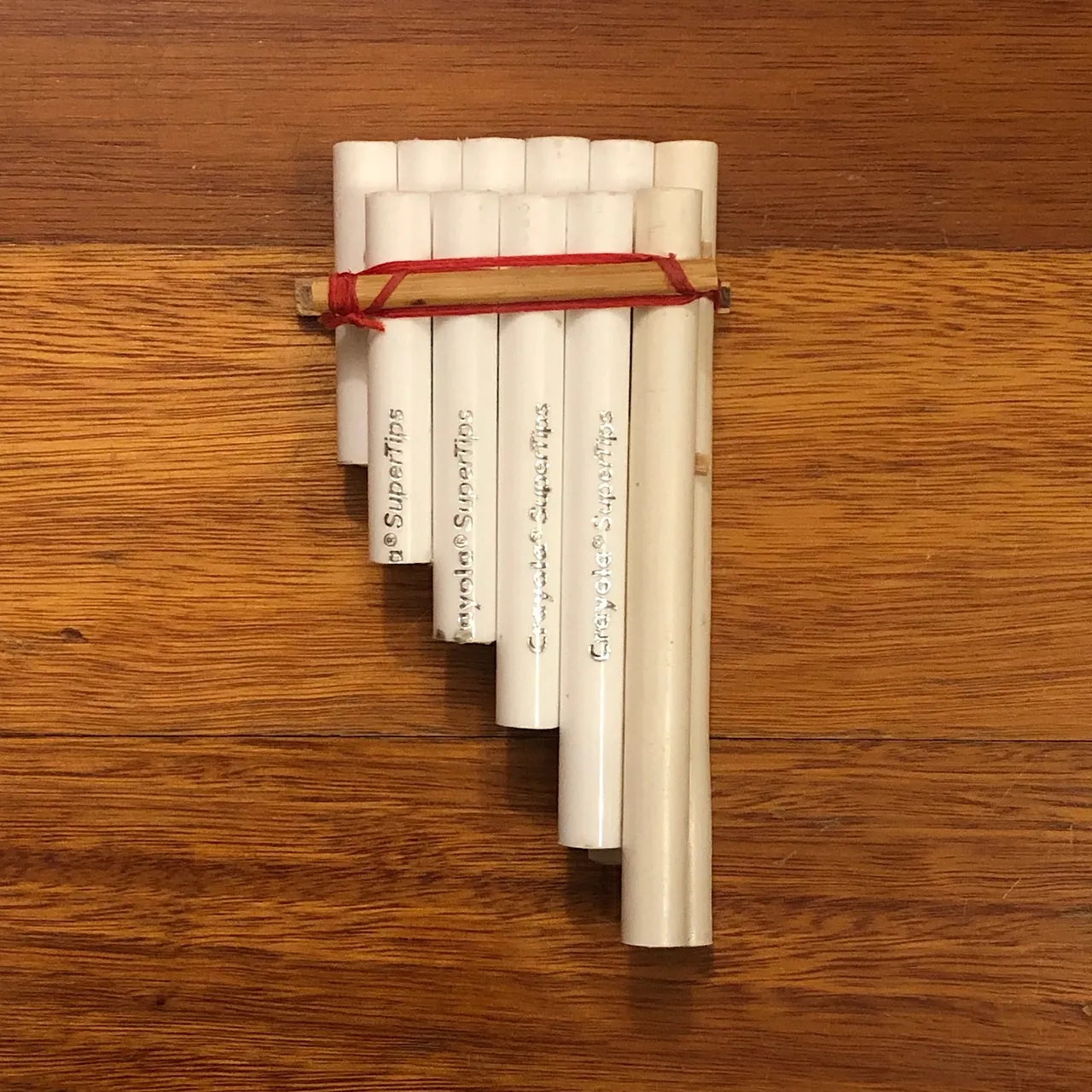 Pan flute made from colouring markers