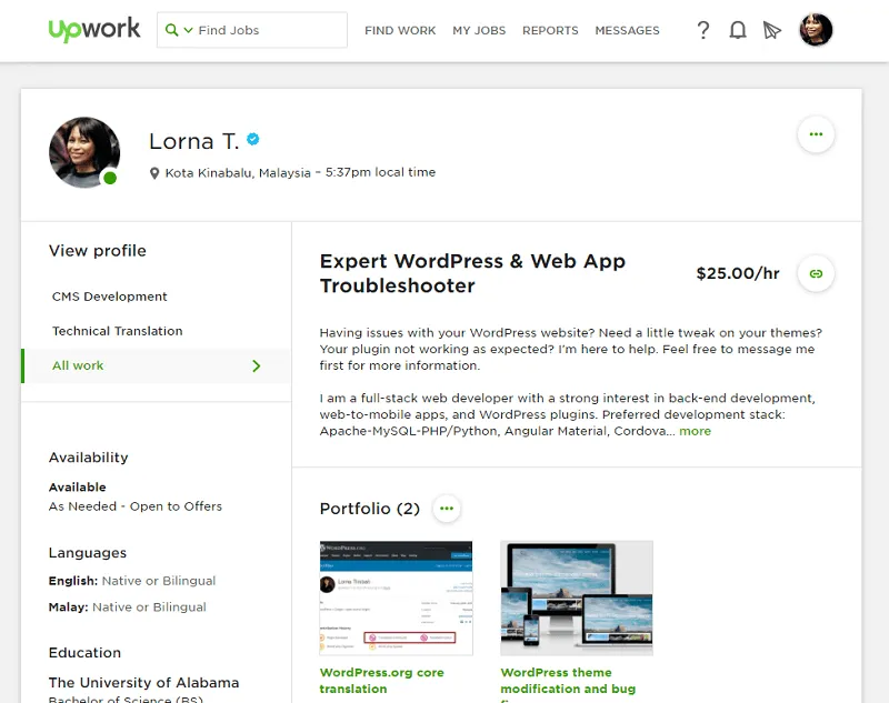 My Upwork profile