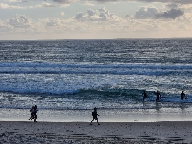 There might not be any beach pathway at Hedges Ave but they cant stop you walking on the beach.