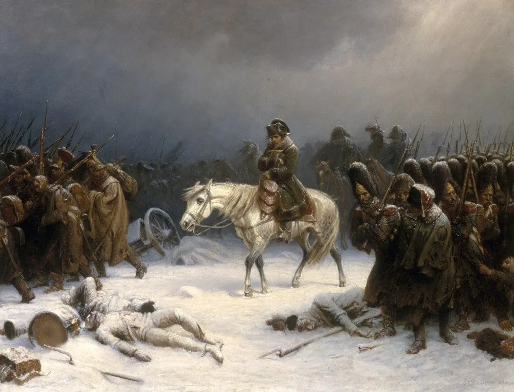 During Napoleon Bonaparte's retreat from Russia in the winter of 1812, many troops died from hypothermia