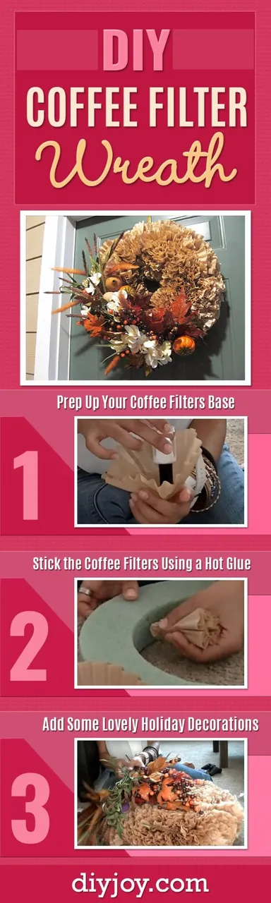 Best Crafts for Fall - DIY Fall Coffee Filter Wreath - DIY Mason Jar Ideas, Dollar Store Crafts, Rustic Pumpkin Ideas, Wreaths, Candles and Wall Art, Centerpieces, Wedding Decorations, Homemade Gifts, Craft Projects with Leaves, Flowers and Burlap, Painted Art, Candles and Luminaries for Cool Home Decor - Quick and Easy Projects With Step by Step Tutorials and Instructions http://diyjoy.com/best-crafts-for-fall