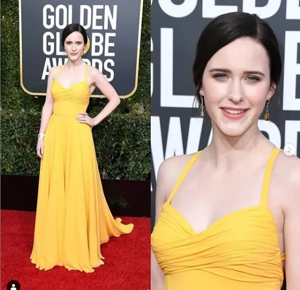 Rachel Brosnahan at Golden Globes 2019 Red Carpet