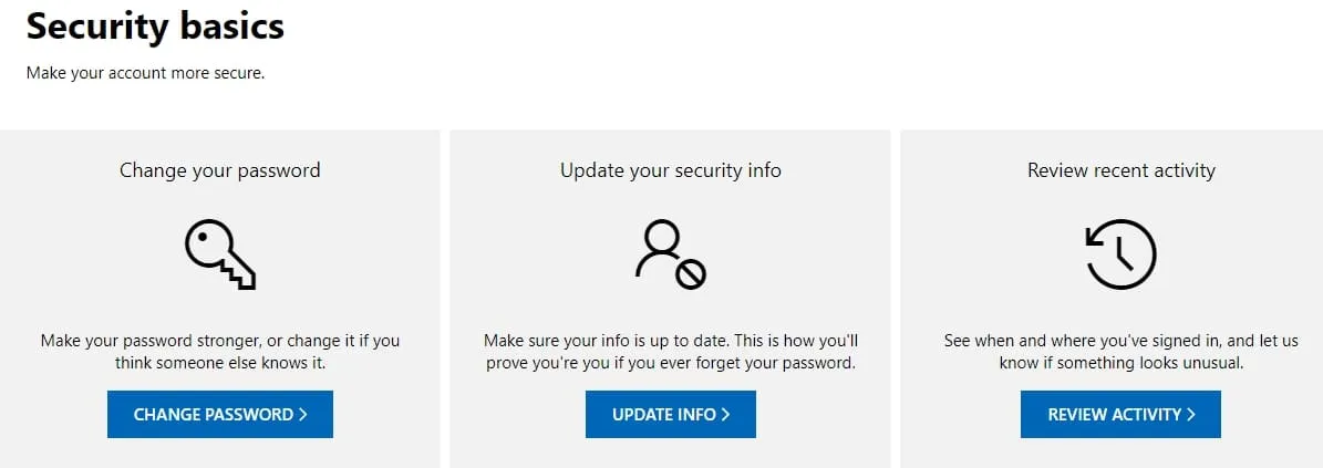 update security info