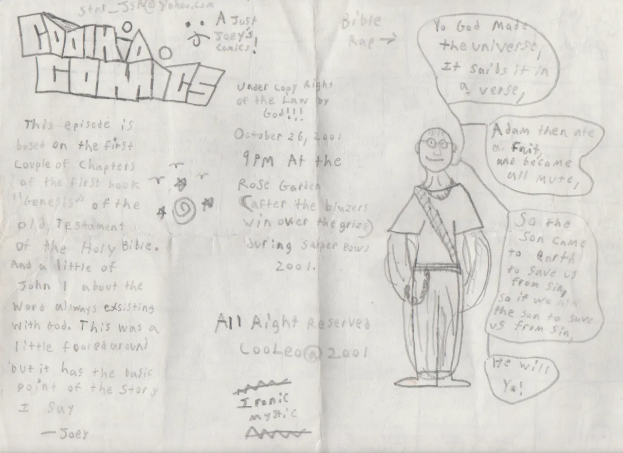 2001-10-26 - Friday - 09:00 PM PST - Cool Kid Comic, Joey drawing, backside.png