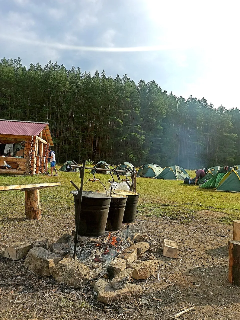 Our soup and porridge are cooking here