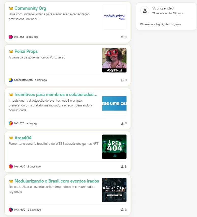 Propuestas ganadoras, puedes consultar la ronda de propuestas en este link: