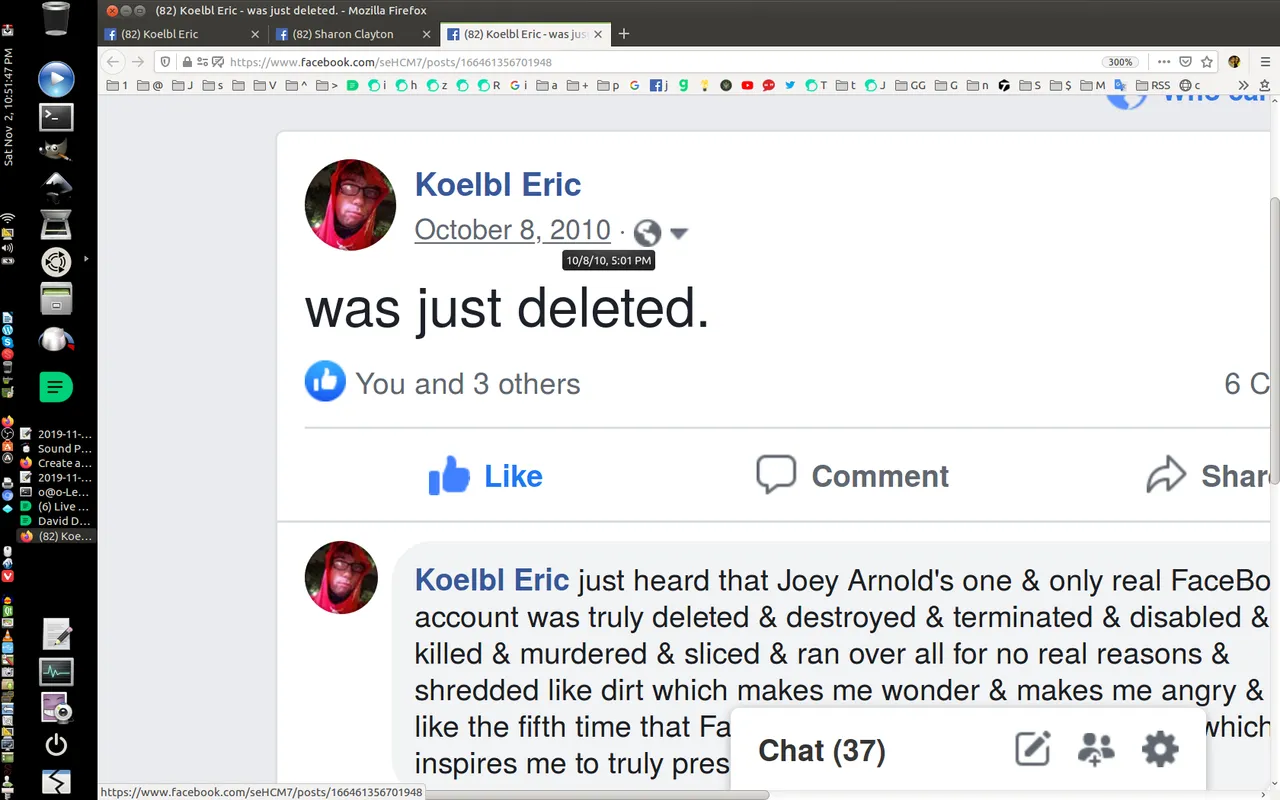 2010-10-08 - Friday - 05:01 PM PST - Fonnie Filden - My Real Facebook Profile Was Terminated Around This Time Screenshot at 2019-11-02 22:51:47.png