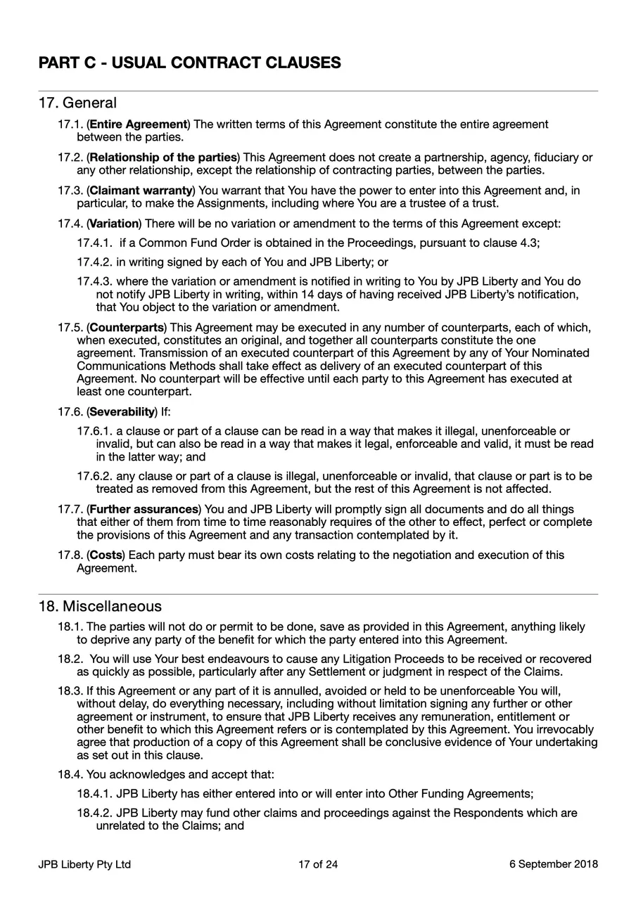 JPB Liberty Web 3.0 Litigation Funding Agreement Ver 1.12 17.jpeg