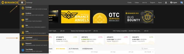 Binance Initial Exchange Offering Launchpad