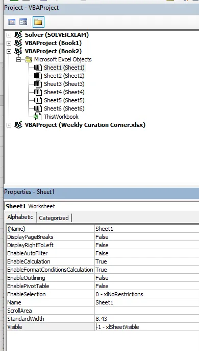 hidden and very hidden sheets in excel